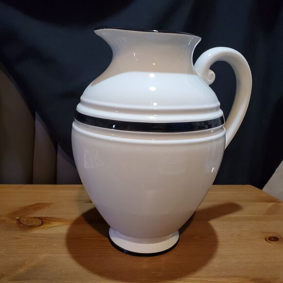 Farval Ceramics Large Pitcher Black & White, Handcrafted In Portugal - Picture 2 of 10